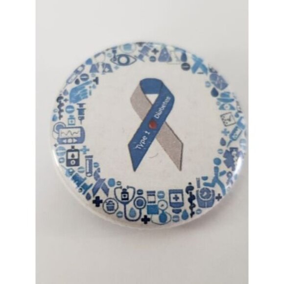 Type 1 Diabetes Ribbon Pinback Button Pin - Picture 1 of 2